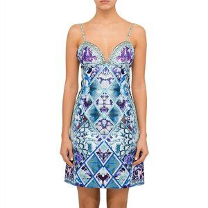 CAMILLA The Blue Market V Neck Fitted Dress Size XS b73